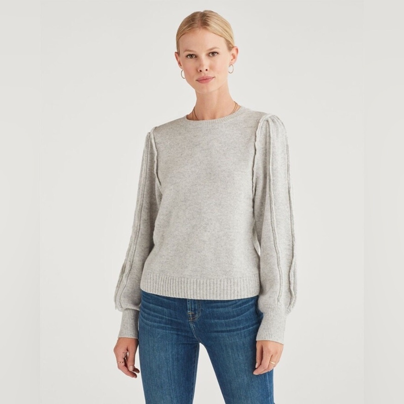 Seven For All Mankind Merino Wool Cashmere Fringe Sleeve Pullover Sweater New